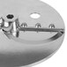 A Waring stainless steel slicing disc blade with a screw and nut.
