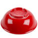 A red rectangular Thunder Group melamine bowl with a lid.