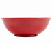 A red bowl with a white background.