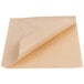 A natural kraft paper with a brown border and curled corner.