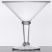 A clear SAN plastic martini glass with a stem.