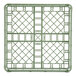 A light green plastic dish rack with a grid pattern.