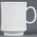 A close-up of the handle of a white GET Tritan Mug.
