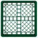 A green plastic rack with a grid pattern.