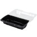 A Polar Pak black and clear plastic hinged hoagie container.