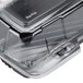 A Polar Pak PET clear hinged hoagie container with a clear lid.