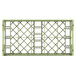 A green metal grid with 10 square compartments.