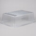 A clear plastic Rubbermaid food storage box with a lid.