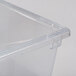 A clear Rubbermaid polycarbonate food storage box with a clear lid.