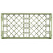 A light green metal Vollrath cup rack with a lattice design.
