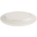 A white plate with a round edge.