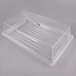 A clear plastic Cambro tray with a clear plastic rectangular lid and handle.