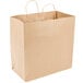 Duro Jr. Mart Natural Kraft Paper Shopping Bag with Handles 13" x 7" x 13" - 250/Bundle Main Thumbnail 2