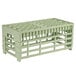A light green plastic open rack with four compartments.