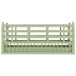 A light green plastic rack with four shelves.