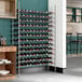A Regency wire wine rack with 132 bottles on it.
