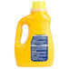A yellow bottle of Arm & Hammer Plus OxiClean liquid laundry detergent with a blue and yellow label.