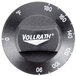 A black and white Vollrath control knob with white text on a black dial.