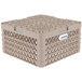 A beige plastic Vollrath Traex Plate Crate with 30 compartments.