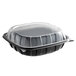 51 oz. Black 9" x 9" x 3" Microwaveable Plastic Hinged Take-Out Container - 28/Pack Main Thumbnail 2