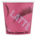 A pink Solo paper hot cup with black text reading "Bistro" and "Latte"