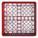 A red Vollrath Traex Plate Crate with red and silver metal grids.