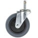 A Carlisle black and grey swivel stem caster with a metal wheel.