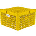 A yellow plastic Vollrath Traex Plate Crate with white text.