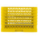 A yellow plastic Vollrath Plate Crate with 12 compartments.
