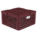 A burgundy plastic Vollrath Traex Plate Crate with compartments for plates.
