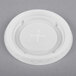 A white plastic lid with a circular hole.