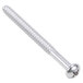 A close-up of a silver Vollrath screw for glass racks.