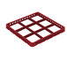 A red plastic Vollrath Traex glass rack extender with 9 compartments.
