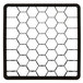 A black square with hexagons on a white background.