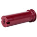 A red plastic cylinder with a hole in it, the Robot Coupe 101865S Small Replacement Pusher.