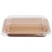 A Solut paperboard entree pan with a clear plastic lid.