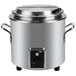 A Vollrath stainless steel stock pot with a lid.