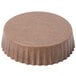 A brown round Solut paper baking cup with a ruffled edge.