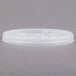 A white translucent plastic lid with a straw slot.
