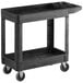 Rubbermaid FG450089BLA Black Small Lipped Two Shelf Utility Cart with Extended Handle Main Thumbnail 2