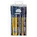 A package of four yellow and black American Metalcraft chalk markers with a yellow and black label.