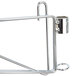 A close-up of a Metro chrome wall mount shelf support hook.