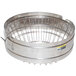 A stainless steel Grindmaster brew basket with wire handles and wire mesh.