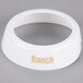 A white Tablecraft salad dressing dispenser collar with beige lettering.