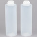 Tablecraft 2124C-1 24 oz. Clear Squeeze Bottle with 38 mm Flip Lid   - 2/Pack Main Thumbnail 3