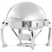 A Vollrath stainless steel round chafer with a round lid.