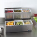 San Jamar B6706INL EZ-Chill 6-Compartment Two Tier Stainless Steel Condiment Bar with Split Notched Lids Main Thumbnail 8