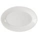 A Homer Laughlin Ameriwhite china platter with a curved edge and white rim.
