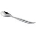 A Visions silver plastic serving spoon with a black handle and silver spoon.
