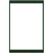 A black rectangular frame with a white background and green border.